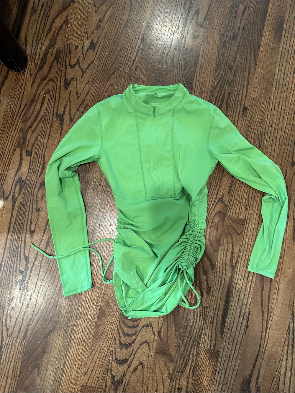 Athletes Green Long Sleeve Ruched Dress